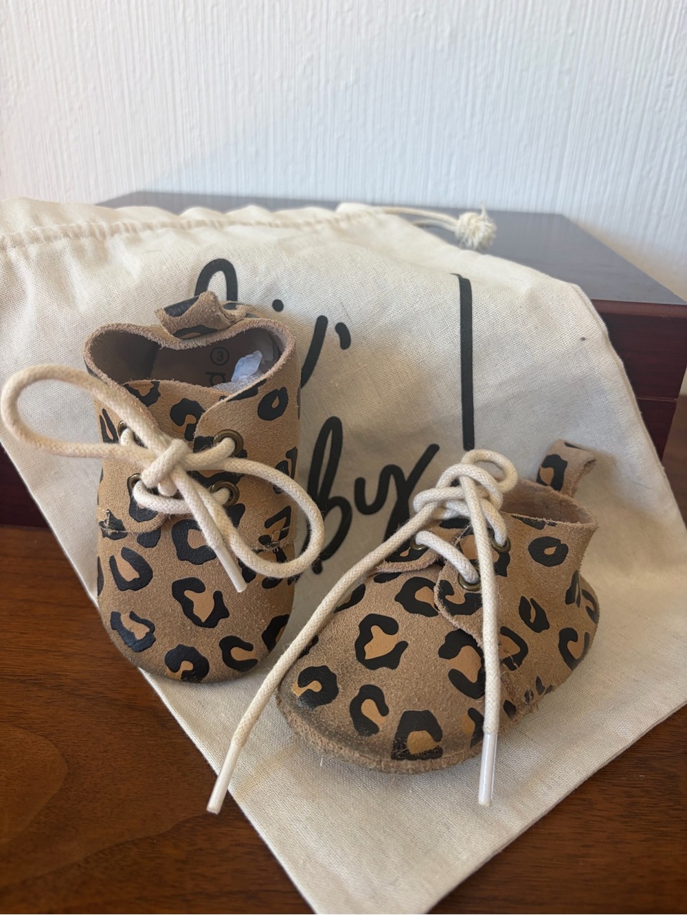 Leopard Print baby leather Moccasins - Tan